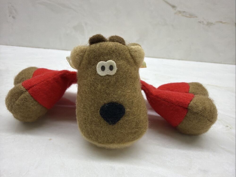 Vintage Hallmark Randy Reindeer Small Plush 4" Red Christmas Pajamas EUC